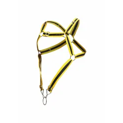 MOB Eroticwear Harnais Cross Cockring Dngeon Jaune-Noir